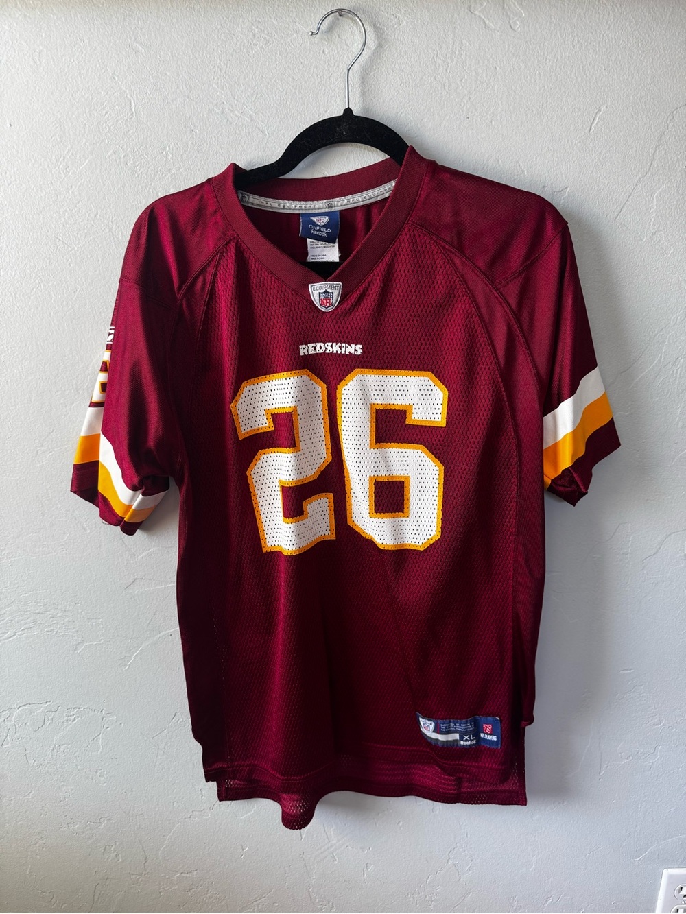 Reebok Women’s Burgundy and White #26 Football Jersey with Gold Accents